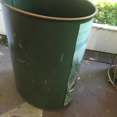 Vintage trash can with mallard design