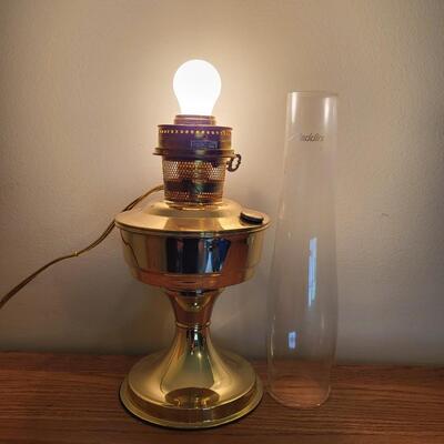ALADDIN ELECTRIC GOLD TONED OIL LAMP