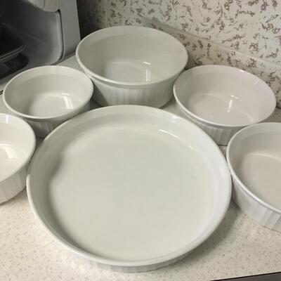 Assorted French white corningware
