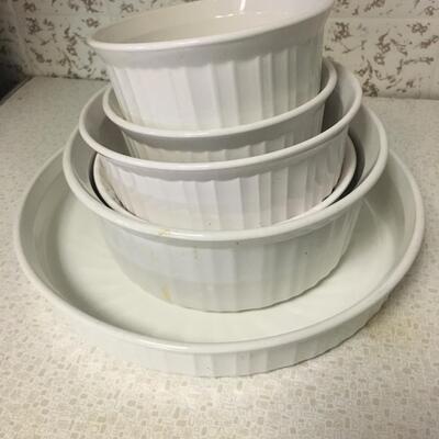 Assorted French white corningware