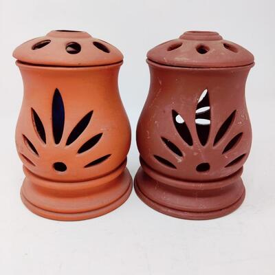 TERRA COTTA OUTDOOR CANDLE HOLDERS