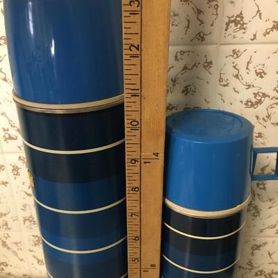 Vintage pair of 1971 Thermos Blue and Black filler