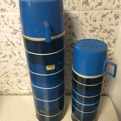 Vintage pair of 1971 Thermos Blue and Black filler