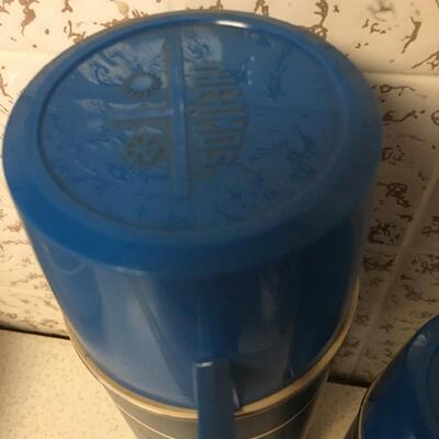 Vintage pair of 1971 Thermos Blue and Black filler