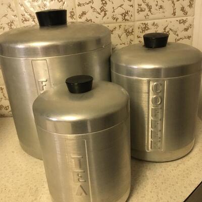 Vintage Aluminum cannister set.