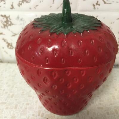 VIntage strawberry glass jar