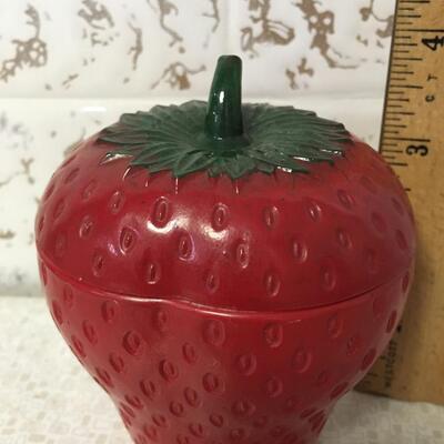 VIntage strawberry glass jar