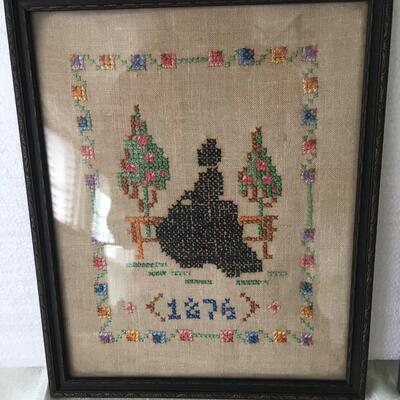 Vintage set of embroidered people