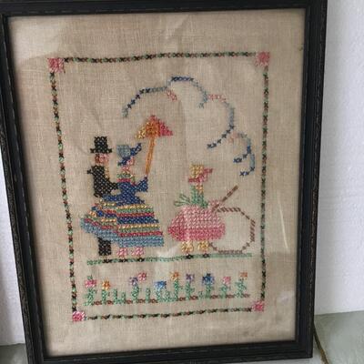 Vintage set of embroidered people