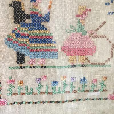 Vintage set of embroidered people