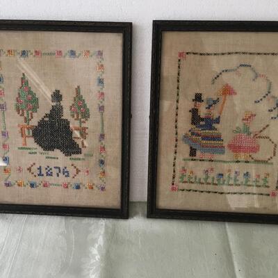 Vintage set of embroidered people