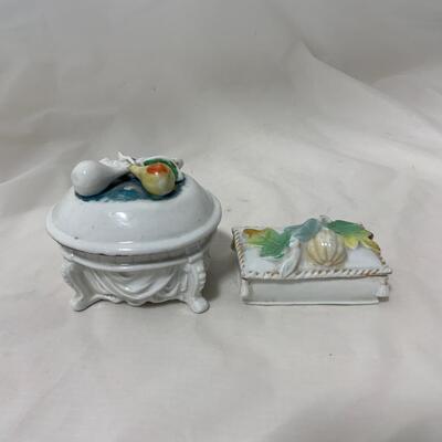 .21. Two Porcelain Fruit Themed Trinket Boxes | c. 1860