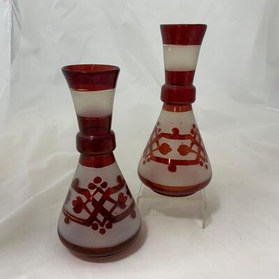 .25. Gothic Styled Bohemian Ruby Vases | c. 1870