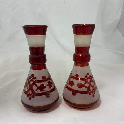 .25. Gothic Styled Bohemian Ruby Vases | c. 1870