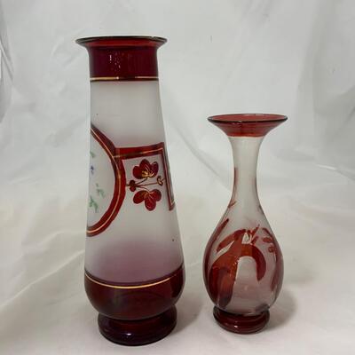 .26. Two Ruby Flash Bohemian Vases | c. 1860