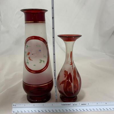 .26. Two Ruby Flash Bohemian Vases | c. 1860