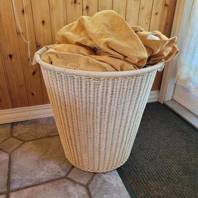White Basket (20x20) with Queen Size Company Store Down Comforter