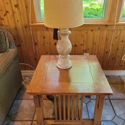 Mission Style End Table (needs some love) and lamp
