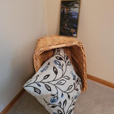 Basket with Pillow and Glass Art
