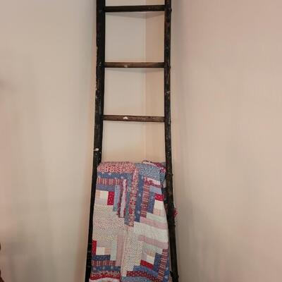 Antique Ladder with Old Quilt (Quilt is not in good shape)