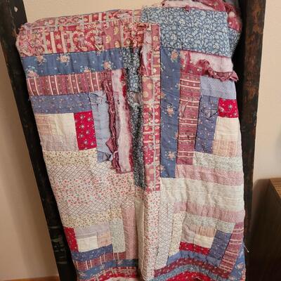 Antique Ladder with Old Quilt (Quilt is not in good shape)