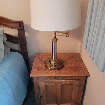 White Clad End Table with lamp