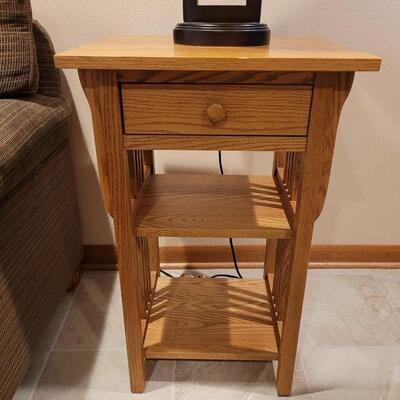Amish Side Table and Light