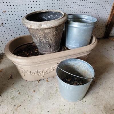 Grouping of Planters and buckets