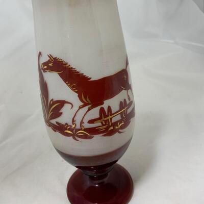 .29. Rare Find | Horse Bohemian Glass Vase | c. 1860