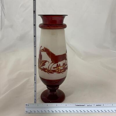 .29. Rare Find | Horse Bohemian Glass Vase | c. 1860