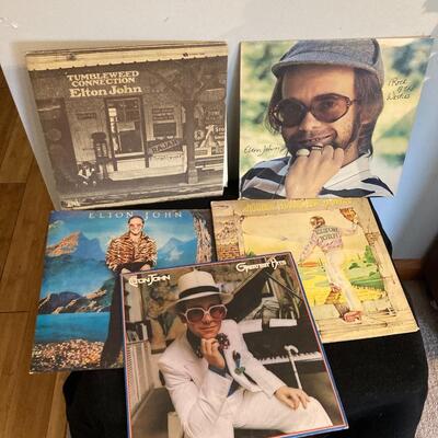 Elton John Vintage Record Album Collection of 6 with Madman Across the Water!