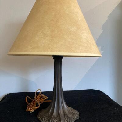 Antique Metal Lamp Base with Shade. Re-wired and working