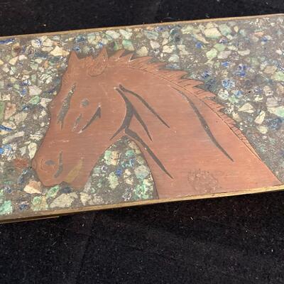 Copper and Brass Equestrian Horse Copper and Brass Box 7.5â€w x 4.5â€d