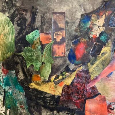 Marie WILNER Signed Original Watercolor Collage Paintings (2)