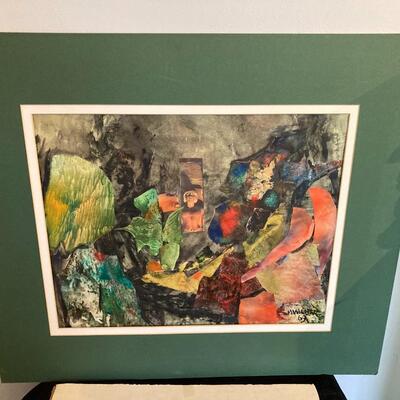Marie WILNER Signed Original Watercolor Collage Paintings (2)