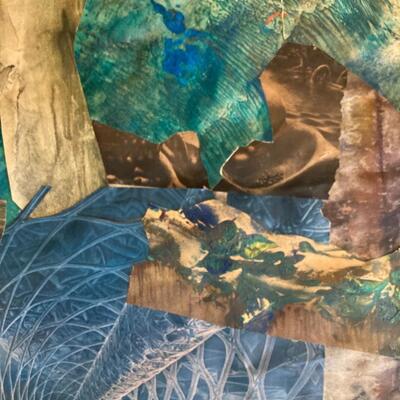 Marie WILNER Signed Original Watercolor Collage Paintings (2)