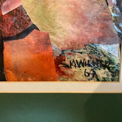 Marie WILNER Signed Original Watercolor Collage Paintings (2)