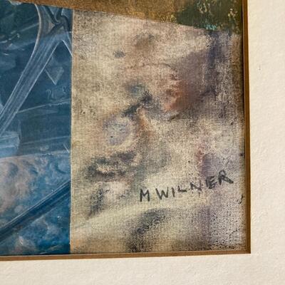 Marie WILNER Signed Original Watercolor Collage Paintings (2)