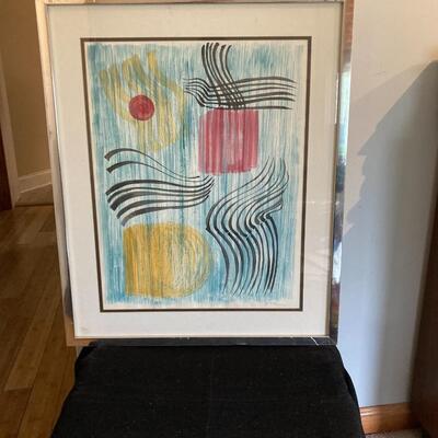 Modern Abstract Lithograph Hand Signed by Artist 25â€ x 30â€
