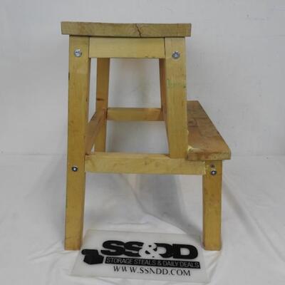 Two-Step Wooden Stool, Shows Repairs