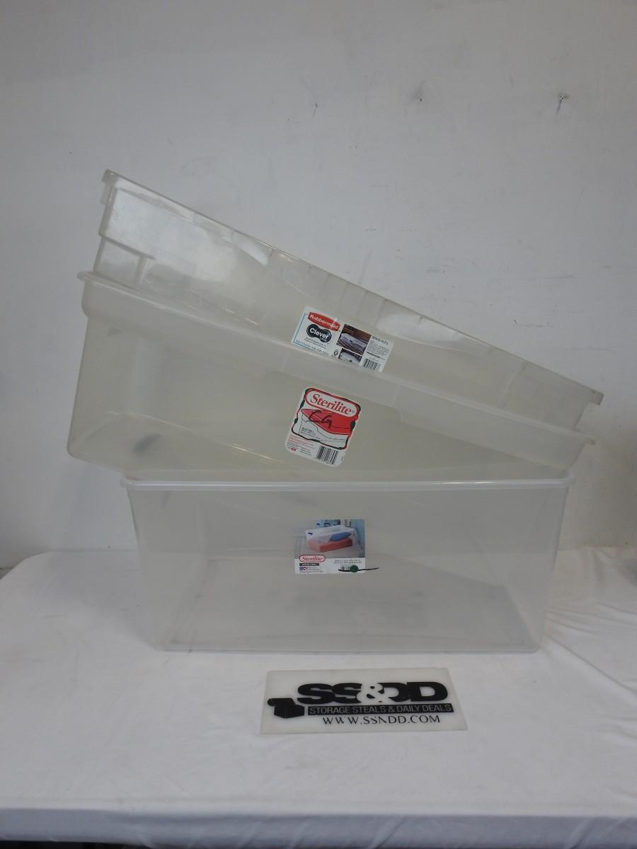3 Clear Storage Bins NO LIDS