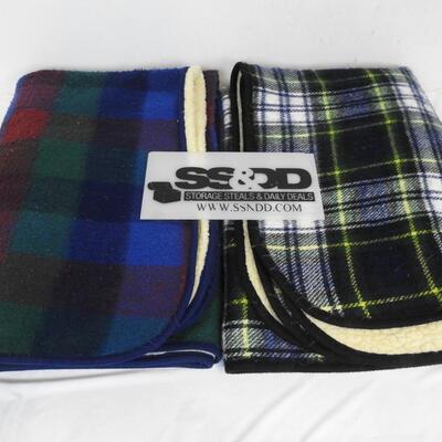 2 Plaid Blankets: Red/Green/Blue 50