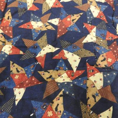 "Land of Liberty" Quilted Blanket. Maroon/Navy/Tan approx 106" x 80"