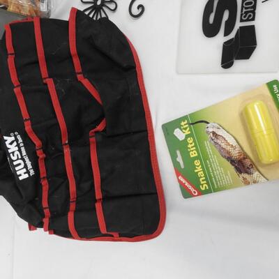 6 pc Verious Home & Garden: Tool Organizer, Burn Care, Meat Thermometer, Hose