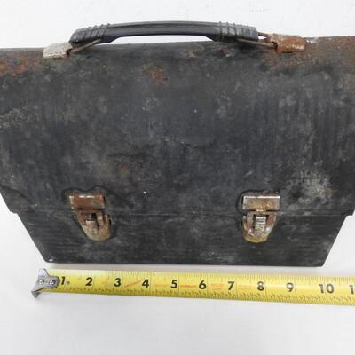 Black Metal Thermos Lunchbox. 10"x7.5"x4.5" Rusted & Vintage