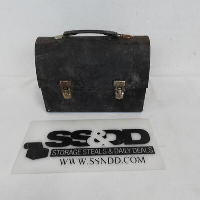 Black Metal Thermos Lunchbox. 10"x7.5"x4.5" Rusted & Vintage