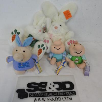 5 Stuffed Animals, Kellytoy Ziggy Stuffed Animals, 2 Bunnies