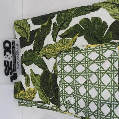 Tropical Paradise Reversible Quilt, King, Green, 5-Pc Set, Used, Only 3 pieces