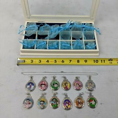 12 Month Betty Boop Pendant Necklace Set with Chain and Jewelry Box