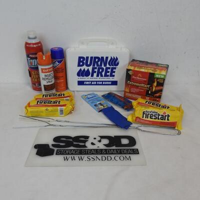 Outdoor/Camping Lot: Burn Free Kit,Repellant, Fire Starters, Cool Down Scarf